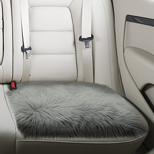 Softlife Grey Faux Fur Sheepskin Chair Cover Seat Cushion Pad Super Soft Area Rugs for Living Bedroom Sofa Dorm (1.6ft x 1.6ft) - color: Grey