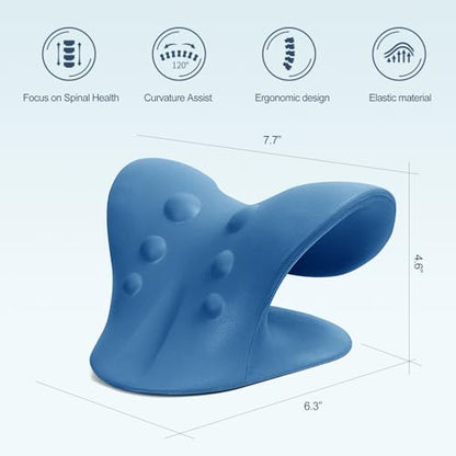 ComfortLife Neck Stretcher for Pain Relief, Neck and Shoulder Relaxer Cervical Traction Device Pillow for TMJ Pain Relief (Dark Blue) - color: Dark Blue