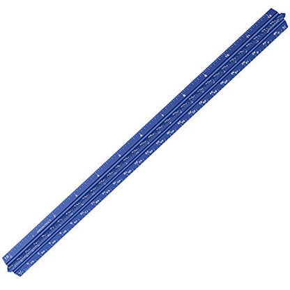 12" Architectural Scale Ruler Aluminum Architect Scale Ruler, Blue | Triangular Scale Ruler for Architects, Draftsman, Students and Engineers - color: Blue