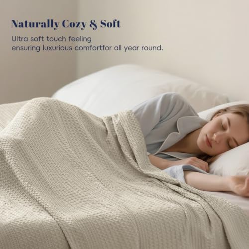PHF Lightweight Waffle Weave Blanket King for Bed Light Taupe 104"x90" - color: Light Taupe, size: King(104"x90")