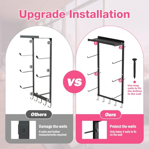 Yoga Mat Holder Wall Mount, 4-Tier Yoga Mat Holder with Shelf