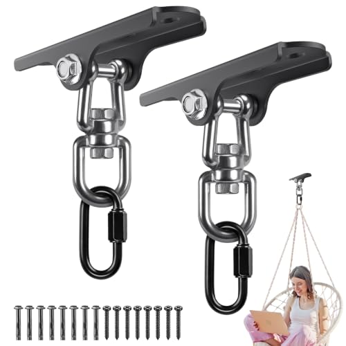 2Pcs Swing Hanger 360° Swivel Hook Swing Ceiling Mount Hanging Chair Hanger - color: 360° Swivel Dual U-ring Swing Hanger ( 2 Pack )