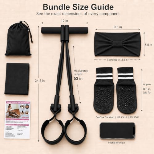 Pedal Resistance Band, Stitched Anti-Snap Elastic Pull Rope Fitness Equipment, 3-in-1 Home Workout Exercise Bands Set with Pilates Grip Socks & Headband - color: Black, size: 95LB