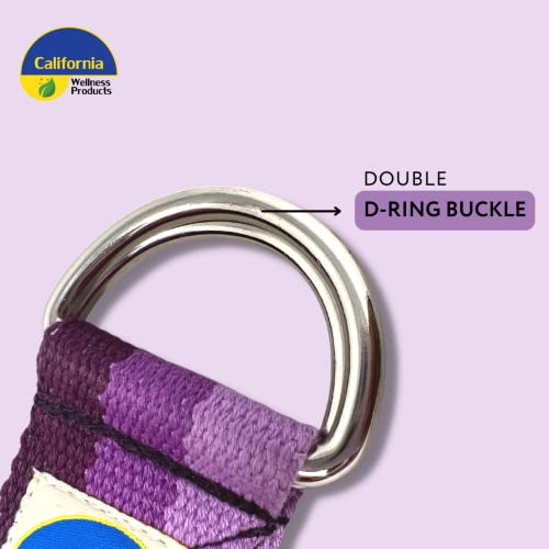 California Yoga Strap | Yoga Belt with Safe Adjustable D-Ring Buckle for Pilates | Stretching Strap | Exercise Bands | Physical Therapy | Improves Sitting Posture - color: Purple-10ft