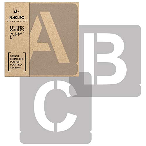 NAKLEO 42 Pcs Letters & Numbers Plastic Stencils for Crafts Reusable 2.8 Inch, Letter for Painting, Alphabet, Template Art, Wall, Wood, Fabric - Modern Sans - color: Modern Sans – Capital, size: 2.8" x 2.8"