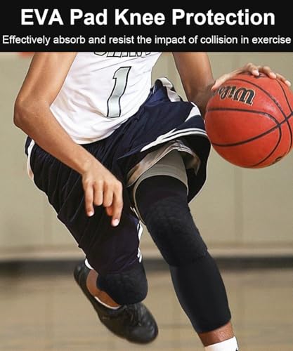SUJAYU Basketball Knee Pads Knee Sleeves, 2 Pack Honeycomb Anti Collision Leg Compression Sleeves, Compression Knee Pads for Wrestling Football Volleyball Baseball (Small, White) - color: White, size: Small