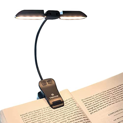 Vekkia 14 LED Rechargeable Book Light for Reading at Night | Eye-Care Reading Light for Books in Bed/180° Adjustable, Clip on Lamp/3 Color Temperatures, Lightweight - color: Jet Black
