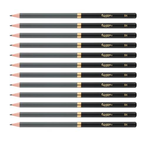 Cezanne Graphite Drawing Pencils Set - 5H, Set of 12 Break-Resistant Graphite Lead, Easy-to-Sharpen Sketch Pencils, Master Artist Quality Graphite Pencils for Technical and Artistic Drawing - color: 5H, size: Set of 12