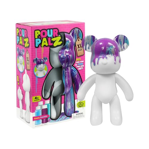 Pour Palz DIY Paint Pouring Kit – 1 XL Bear Figurine, 4 Acrylic Pour Paints, Mixing Cups & Tools, Create Unique Marbled Art, Fun Hands-On Craft Kit for Kids & Adults, Groovy Smoothie, Ages 5+ - color: Groovy Smoothie