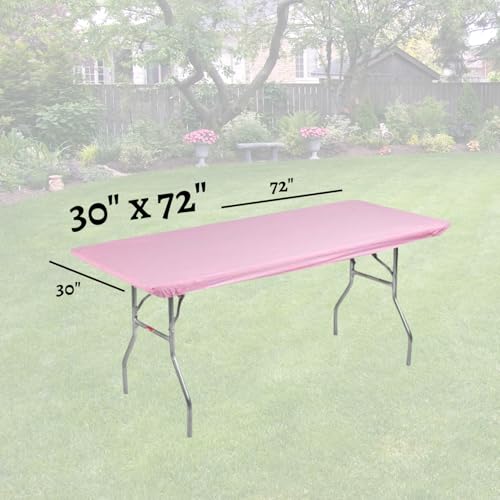 6' Rectangle Plastic Table Covers 30" x 72", Bundle of 5 (Pink) - color: Pink