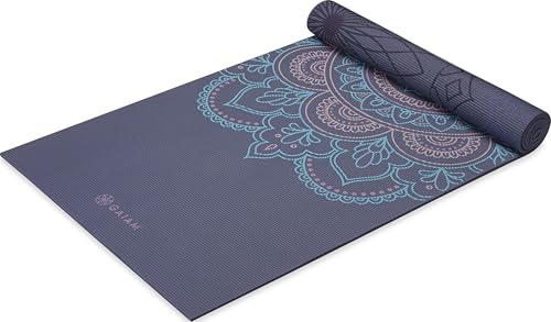 Gaiam Yoga Mat - Premium 6mm Print Reversible Extra Thick Non Slip Exercise & Fitness Mat for All Types of Yoga, Pilates & Floor Workouts (68" x 24" x 6mm Thick) - color: Purple Illusion