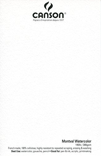 Canson Montval Watercolor Block, Cold Press Acid Free French Paper, 140 Pound, 15 x 20 Inch, 15 Sheets - size: 15"X20"