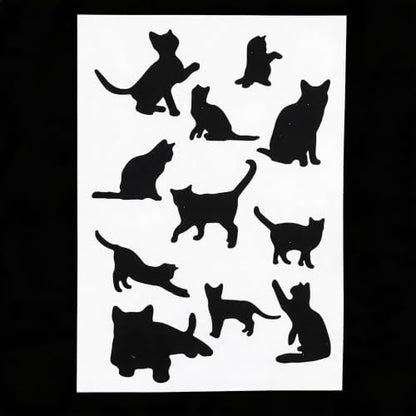 TIAMECH A4 Reusable Cat Silhouette Stencil for Painting | Cute Animal Layering Template, DIY Wall Art, Wood Furniture, Scrapbook & Crafts (8.3x11.7inch) - style: Cat Silhouette