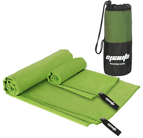 EPAuto 2-Pack Microfiber Quick Dry Travel Towel Set, Green - color: Green