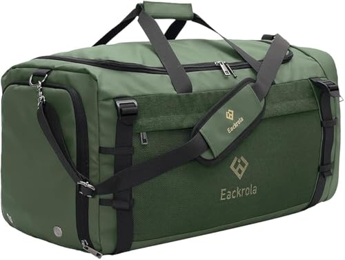 Extra Large Sports Gym Bag, Travel Duffel bag with Wet Pocket & Shoes Compartment for men women, 85L, Lightweight （Green） - color: Green, size: 85L