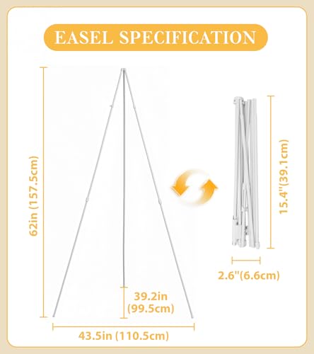 Display Easel Stand for Sign, Lightweight Tripod with Bag, Portable Adjustable Artist Easels for Outdoor Painting Posters/Canvas/Wedding, 1PC White