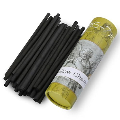 Willow Charcoal Sticks - Natural Willow Charcoal for Artists, Beginners, or Students of All Skill Levels - Perfect for Drawing and Sketching, Approx. 5-7mm Dia, 25 Sticks - style: 5-7mm