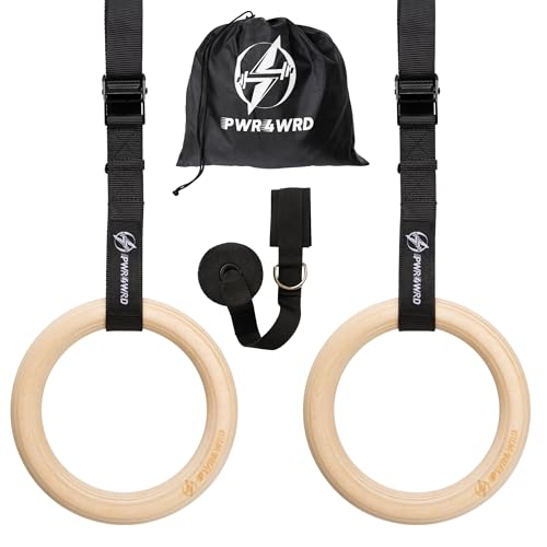 Gymnastic Rings - Durable Home Workout Equipment w/Adjustable Straps & Secure Buckle - Portable 1.25" Olympic Rings for Home & Gym - Exercise Rings for Workout Bodyweight Fitness Training