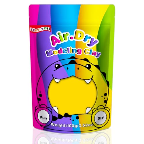 ifergoo 100g Yellow Air Dry Clay, 3.5oz DIY Creative Modeling Clay for Kids | Refill Foam Magic Clay for School Art & Craft Project, Slime Supplies, Ultra-light & Soft, Gift for Age 3-12 Boys & Girls - color: Yellow/100g