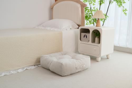 Floor Pillow Cushion with Handle for Adults Women Men | Large Meditation & Sitting Cushion Pillow for Tatami, Living Room, Yoga (2, Beige, Square, 22" x 22" x 6") - color: Beige, Square
