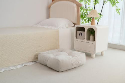 Floor Pillow Cushion with Handle for Adults Women Men | Large Meditation & Sitting Cushion Pillow for Tatami, Living Room, Yoga (2, Beige, Square, 22" x 22" x 6") - color: Beige, Square