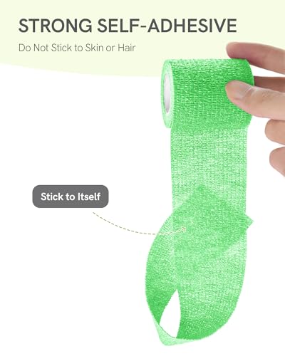 FriCARE Self Adhesive Bandage Wrap, Medical Tape in First Aid Kit | Elastic Cohesive Bandages for Sports/Vet/Wrist Ankle Wounds, 2 Inches X 5 Yards, Latex-free 6 Rolls, Velvet Mint - color: Velvet Mint