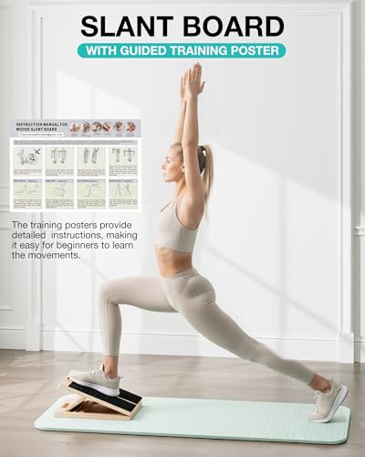 Slant Board for Calf-Stretching - Adjustable Wooden Incline Wedge for Squats and Balance, Portable Calf Stretcher for Ankle, Knee and Achilles Heel Support, Exercise Equipment for Therapy - size: Slant Board
