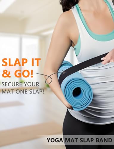 2 Pcs Yoga Mat Strap, Yoga Mat Scrunchie Slap Band for Carrying & Storage - Secure for Travel, Fits Most Standard Mats - color: Black