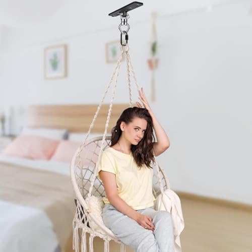 2Pack Ceiling Mount Swing Hanger with Bearing 900 LB Capacity Heavy Bag Hanger 360° Swivel Hook Hanging Chair Mount Stainless Steel Swing Hardware for Aerial Silks, Punching Bag, Hammock, Porch Swings - color: 2pack- 4 Holes Black Base Swing Hanger