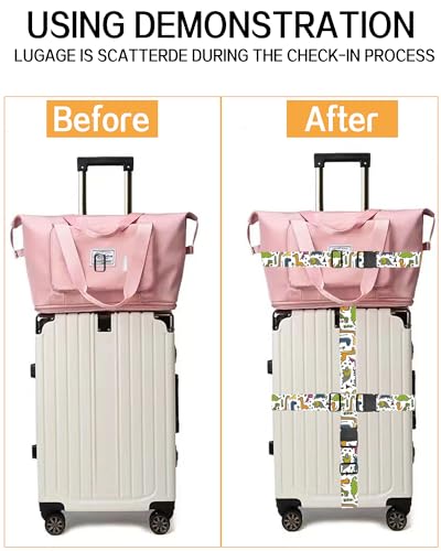 Luggage Straps for Suitcases, Adjustable Travel Belt, Durable Wide Luggage Strap, Cute Suitcase Strap Identifiers with Buckle, Bag Straps for Luggage, Cute Dinosaurs - color: Cute Dinosaurs