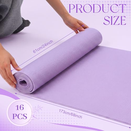 Funtery 3 mm Thin Yoga Mats Bulk, 68 x 24 Inches Lightweight PVC Exercise Mats Non Slip Workout Fitness Pads for Yoga Pilates Stretching Classes Gym Home Studio - color: Violet Haze