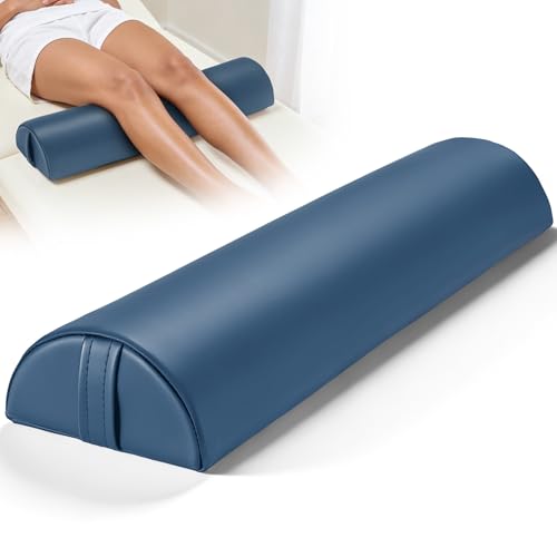 Semi-Round Massage Bolster, 21x6x3 in Half Moon Lower Back Support Pillow - color: Medium Blue - 21x6x3 in - Pu Leather