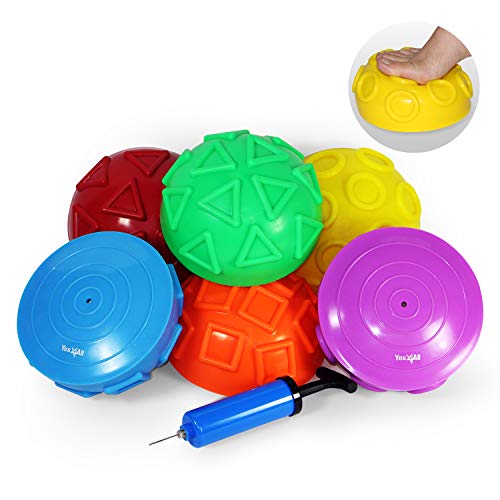 Yes4All Hedgehog Balance Pods for Exercise, Core Body Balancing, Balance Pods for Youth & Adults with Hand Pump - Set of 5 - style: E. Geometric - 6pcs