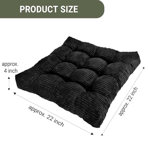 Meditation Floor Pillow Set of 2,Memory Foam Meditation Cushion for Adults Sitting, Large Square Thickened Seat Cushions for Yoga, Tatami Living Room (2, Black) - color: Black
