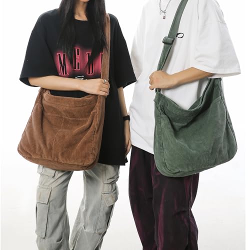 Canvas Tote Bag Casual Hobo Crossbody Shoulder Bag for Women and Men Large Purse Messenger Bag Travel Work - color: 2-green