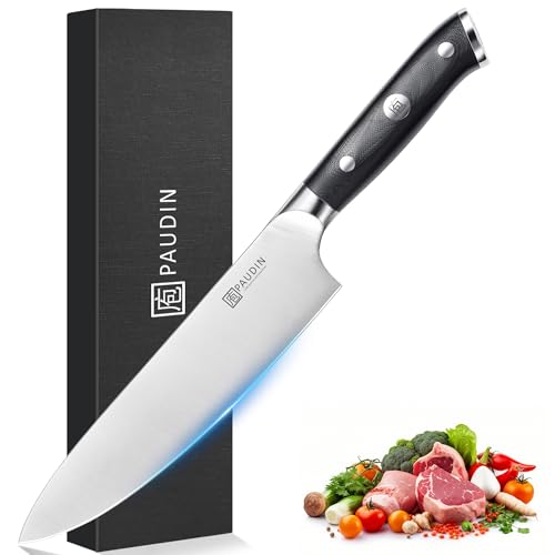 PAUDIN Chef Knife,8 Inch Professional Kitchen Knife Dishwasher Safe,Forged German Stainless Steel Sharp Cooking Knife,Ergonomic G10 Handle Full Tang Meal Prep Knives,Home Restaurant Gift for Men Women - color: Chef Knife - 8 inch