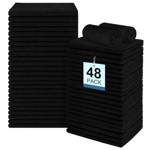 UNIMADE 48 Pack Salon Towels - Highly Absorbent and Quick Drying Hand Towels, Premium Wash Cloths for Bathroom, Gym, Shower, Hotel, and Spa - 16x27 inch (Black) | Quick Drying Premium Wash Cloths for Bathroom, Gym, Shower, Hotel, and Spa - 16x27 inch (Bla