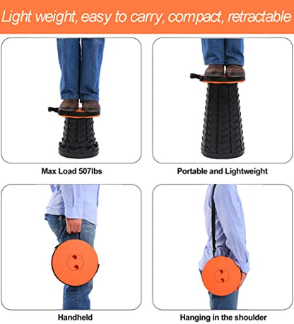 Fishboy Collapsible Stool for Adults, Portable Folding Camping Seat, 400lbs - color: Orange