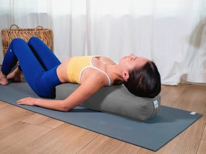 Pranayama Yoga Bolster Meditation Pillow - color: Grey, size: Rectangular 26" x 8" x 5"