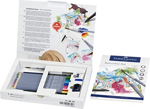 Faber-Castell Goldfaber Aqua Watercolor Gift Set - Watercolor Pencils for Adults, Includes Watercolor Paper and Accessories - size: 1 Count (Pack of 1)
