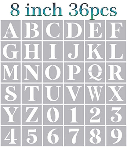 Letter Stencils for Painting 8" Alphabet Stencils | Reusable Large Letters Stencil for Painting on Wood Wall Fabrics DIY Crafts - size: 8inch