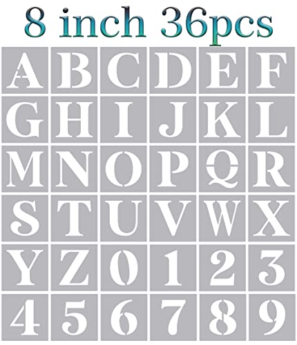 Letter Stencils for Painting 8" Alphabet Stencils | Reusable Large Letters Stencil for Painting on Wood Wall Fabrics DIY Crafts - size: 8inch