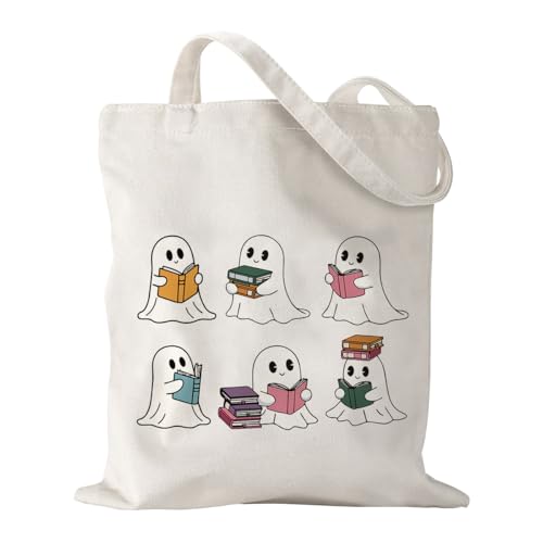Canvas Bag for Women Grocery Shopping Travel Gym Weekender Vacation Womens Work Tote Bag Gifts - color: Ghost Book