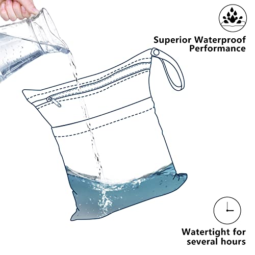 ALVA ALVABABY 2pcs Superior Waterproof Wet Dry Bags,Reusable with Two Zippered Pockets, Baby Cloth Diaper Wet Bags,Travel,Beach,Pool,Daycare,Soiled Baby Items,Yoga Gym Bag,Wet bag for Swimsuit - color: 02pool&swimsuit