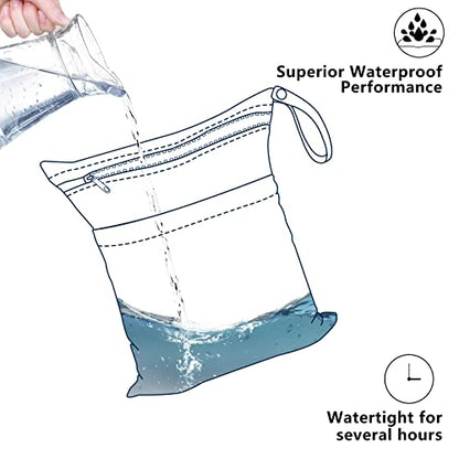 ALVA ALVABABY 2pcs Superior Waterproof Wet Dry Bags,Reusable with Two Zippered Pockets, Baby Cloth Diaper Wet Bags,Travel,Beach,Pool,Daycare,Soiled Baby Items,Yoga Gym Bag,Wet bag for Swimsuit - color: 02pool&swimsuit