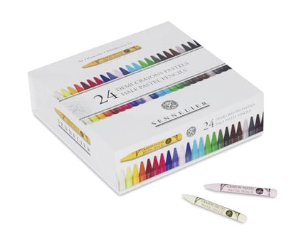 SENNELIER Pastel Pencil Set, 24 Half Size Pencils, 12 Empty Slots, Magnetic Cardboard Box (N132380.01)