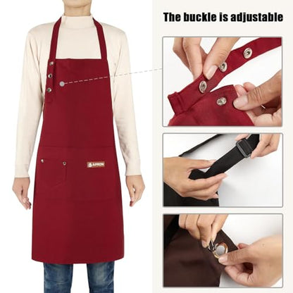 2 Pack Kitchen Cooking Aprons, Adjustable Bib Soft Chef Apron with 2 Pockets for Men Women - color: Lake Blue