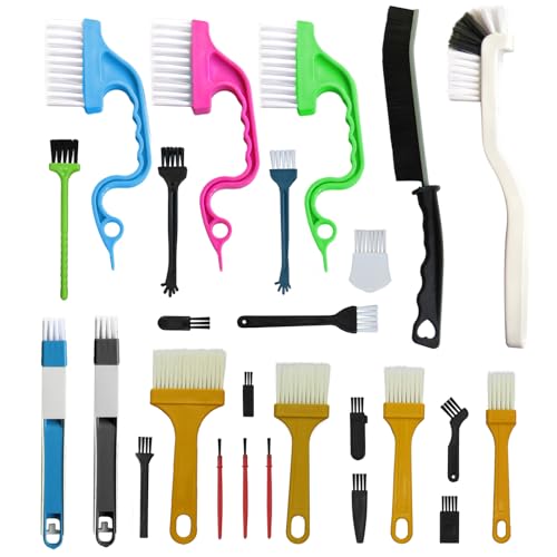 26Pcs Small Cleaning Brush, Crevice Cleaning Brushes for Small Spaces | Gap cleaning tool set, ideal for window grooves and deep crevice cleaning