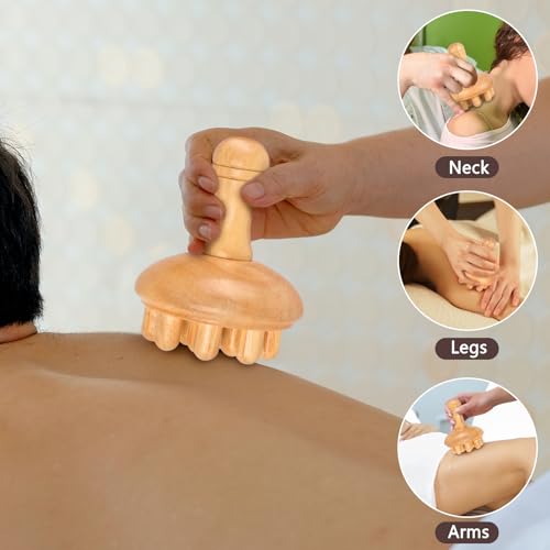 KintKita Wood Therapy Massage Tools, Anti Cellulite Massager Body Scraping Lymphatic Drainage Massager,Trigger Point Wood Therapy Gua Sha Tool for Body Sculpting,Back, Legs, Full Body Use - style: Wooden Massager