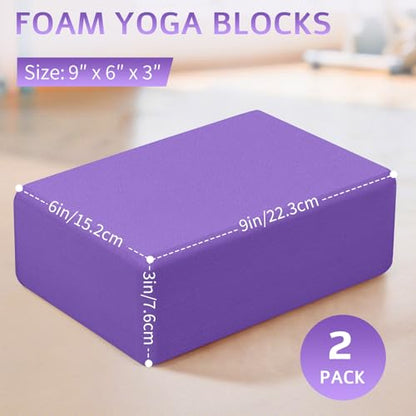 2 Pack Yoga Blocks, Lightweight 3x6x9in Yoga Bricks - color: 2PACK-Deep Purple